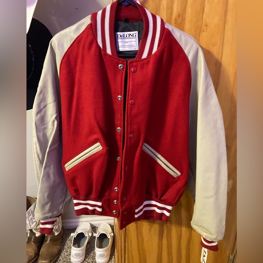 Red and Tan Letterman Jacket